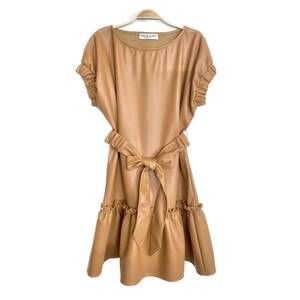 NEW INCLAN women's millie vegan faux leather mini dress in butterscotch